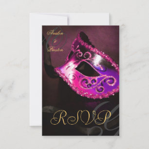 Pink Swirl Masquerade Mask RSVP Invitation