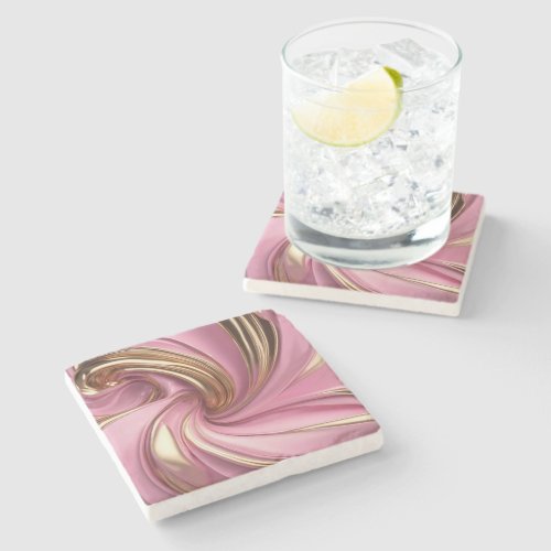 Pink Swirl Modern Stone Coaster