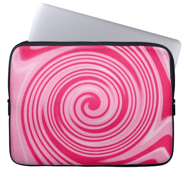Pink swirl pattern laptop sleeve (Front)