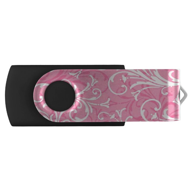 Pink Swirl Pattern USB Flash Drive (Front)