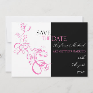 Pink swirl save the date invitation