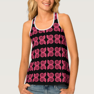 Pink Swirl Sea Shell Pattern Racerback Tan Top