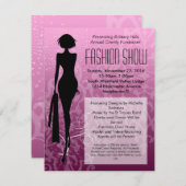 Pink Swirl Silhouette Fashion Show Invitations (Front/Back)
