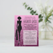 Pink Swirl Silhouette Fashion Show Invitations (Standing Front)