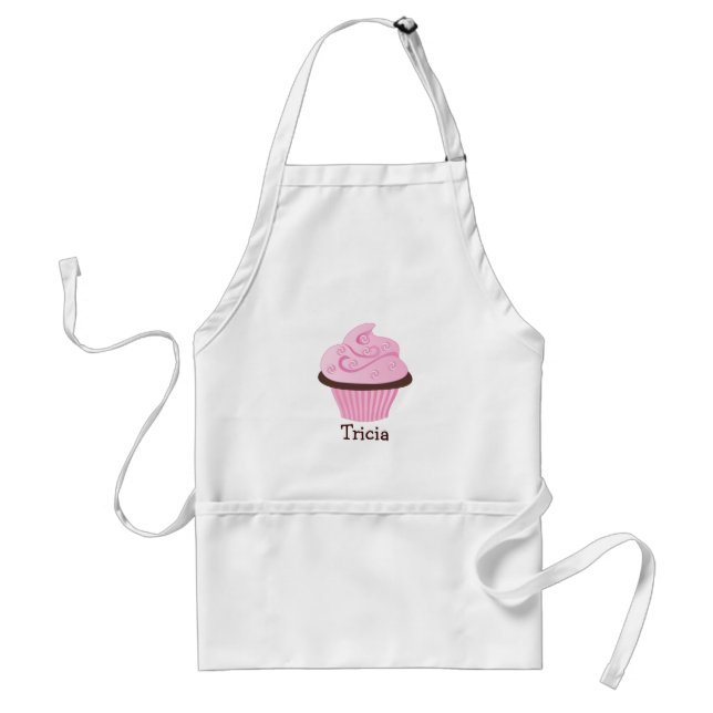 Pink Swirl Sprinkle Cupcake Adult Apron (Front)