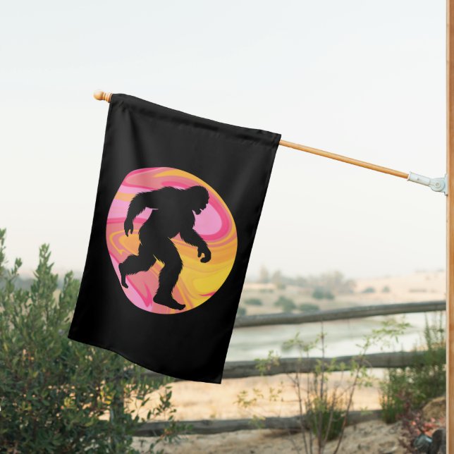 Pink Swirl Squatch House Flag (Insitu (Back))