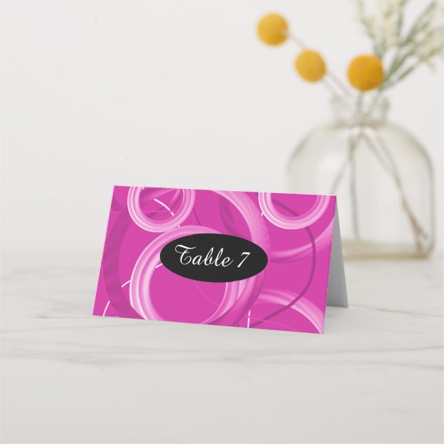 Pink Swirl Table Seating Numbers Place Card (Front)