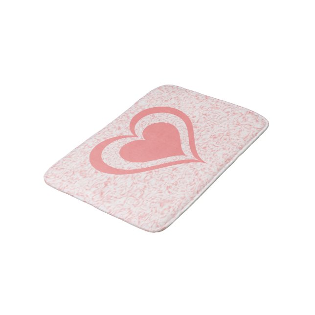 Pink Swirl With Heart Bath Mat (Angled)