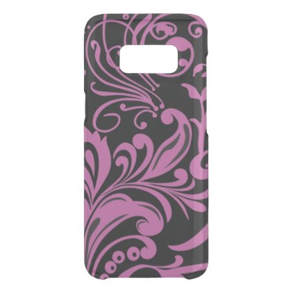 Pink Swirling Damask Pattern on Black Uncommon Samsung Galaxy S8 Case