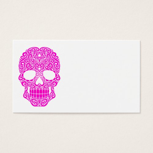 Pink Swirling Sugar Skull Business Cards