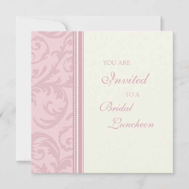 Pink Swirls Bridal Luncheon Invitation Cards (Front)
