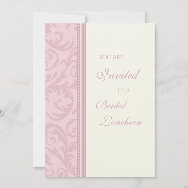 Pink Swirls Bridal Luncheon Invitation Cards (Front)