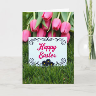 Pink Swirls Easter Card