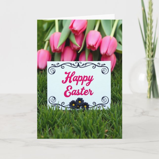 Pink Swirls Easter Card (Front)