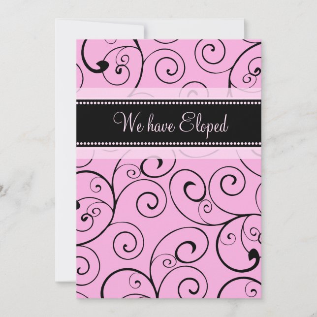 Pink Swirls Elopement Announcement Cards (Front)