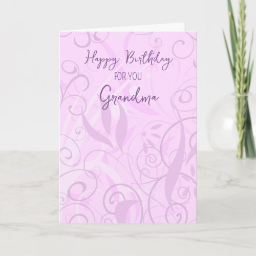 Pink Swirls Grandma Birthday Card