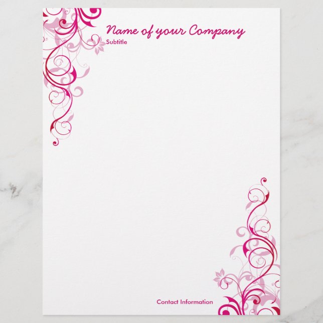 Pink Swirls Letterhead (Front)
