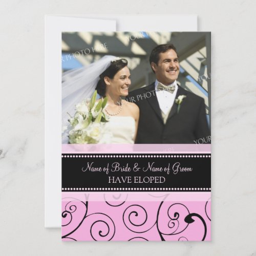 Pink Swirls Photo Elopement Announcement Cards
