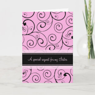 Pink Swirls Sister Maid of Honor Invitation Card