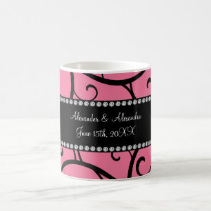 pink swirls wedding favors coffee mug