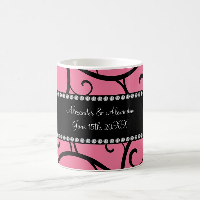 pink swirls wedding favors coffee mug (Center)