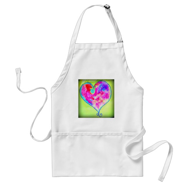 pink swirly heart adult apron (Front)