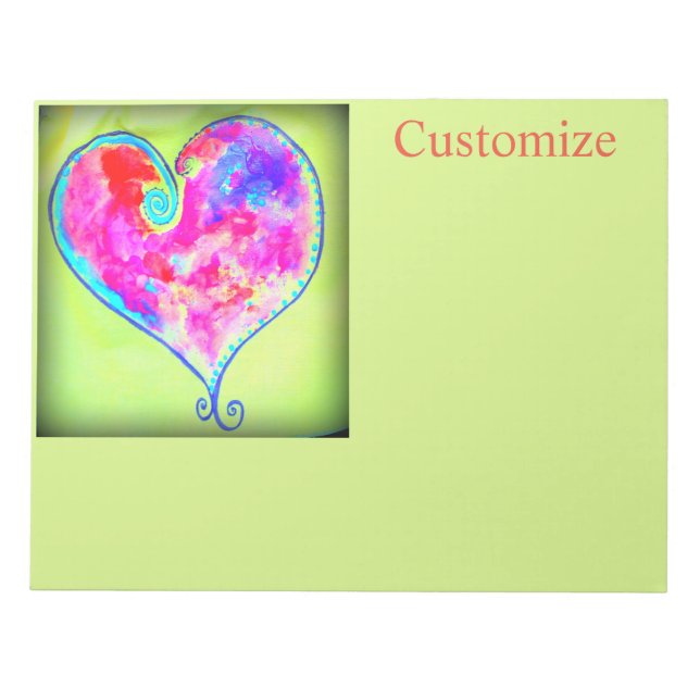 pink swirly heart notepad (Front)