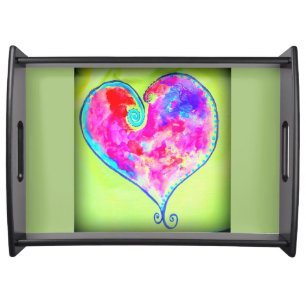 pink swirly heart serving tray