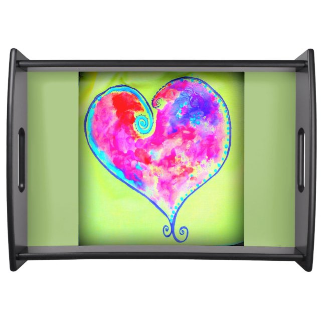 pink swirly heart serving tray (Front)