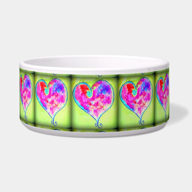pink swirly hearts bowl (Front)