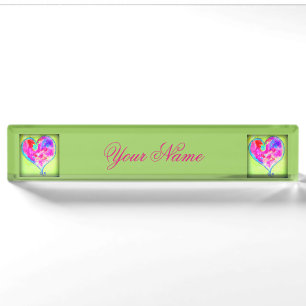 pink swirly hearts green nameplate