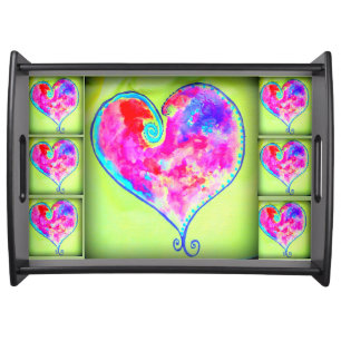pink swirly hearts serving tray