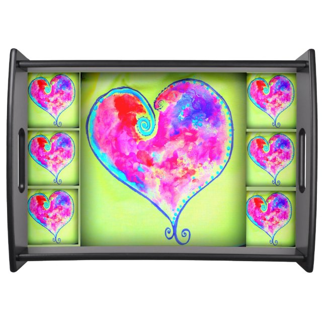 pink swirly hearts serving tray (Front)