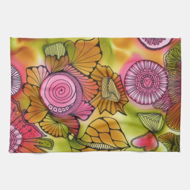 Pink Swirly Kitchen Towel (Horizontal)