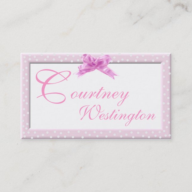 Pink Swiss Dot Calling Card (Front)