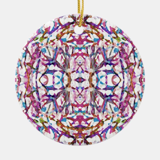 Pink Symmetrical Pattern Ceramic Ornament (Front)