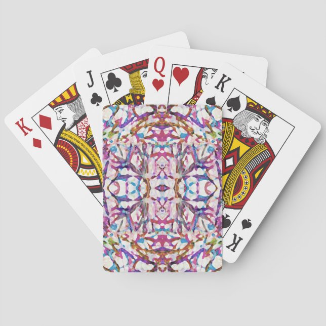 Pink Symmetrical Pattern Poker Cards (Back)