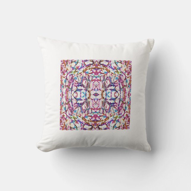 Pink Symmetrical Pattern Throw Pillow (Front)