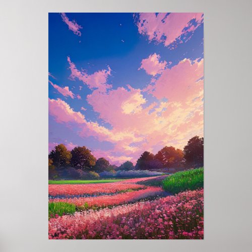 Pink Symphony in the Meadow Poster