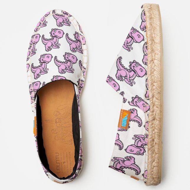 Pink T Rex Dinosaur Canvas Afridrilles Shoes (Side)