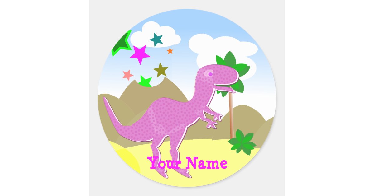 Pink T Rex Dinosaur Name Stickers Zazzle Com