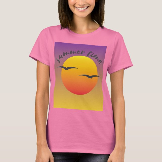 Pink t shirt with summer design  (Front)