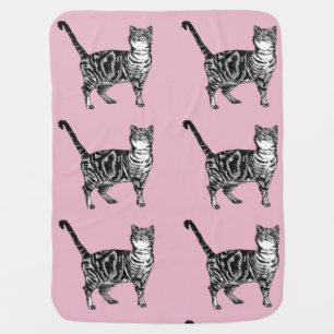 Pink Tabby Cat cats Baby Blanket