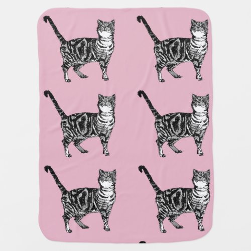 Pink Tabby Cat cats Baby Blanket