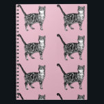 Pink Tabby Cat Cats cute striped Tabbies Notebook<br><div class="desc">Pink Tabby Cat Cats cute striped Tabbies Notebook. This notebook would make such a welcome gift for any cat lover. Designed from my original artworks.</div>
