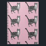 Pink Tabby Cat Cats cute striped Tabbies Notebook<br><div class="desc">Pink Tabby Cat Cats cute striped Tabbies Notebook. This notebook would make such a welcome gift for any cat lover. Designed from my original artworks.</div>
