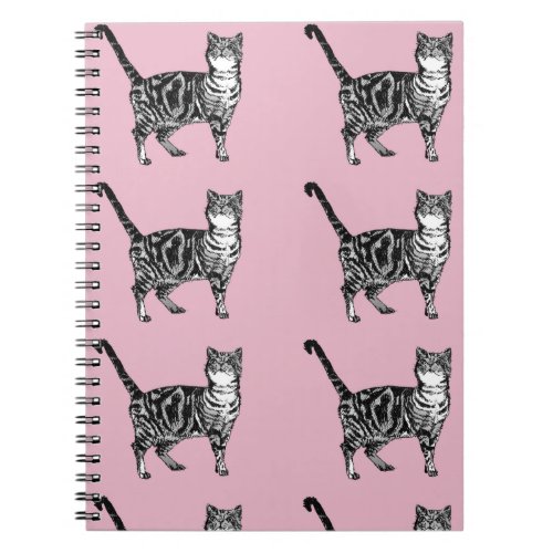 Pink Tabby Cat Cats cute striped Tabbies Notebook