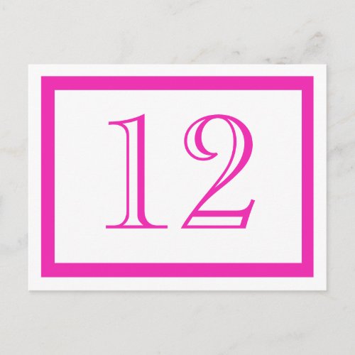 Pink Table Number Cards