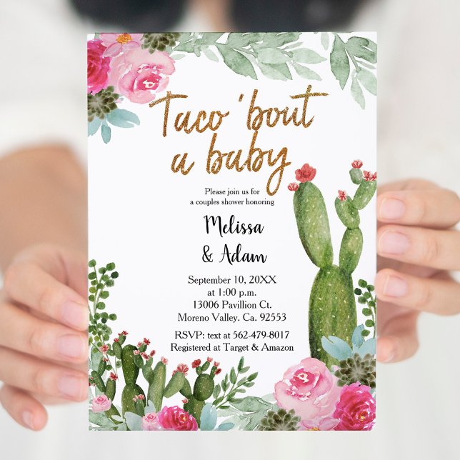 Pink Taco bout a Baby Cactus Baby Shower Invitation (Creator Uploaded)