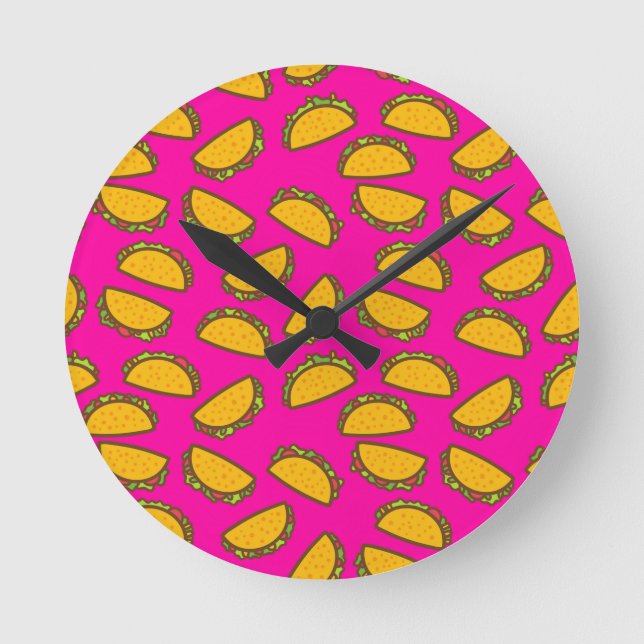 pink tacos round clock (Front)